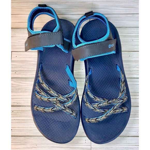 NWB Nova Utopia Blue w/ Yellow Outdoors Sport Sandals S:10 - Picture 5 of 8